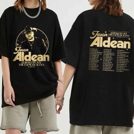 Discover Jason Aldean Music Tour 2024 Black T-Shirt