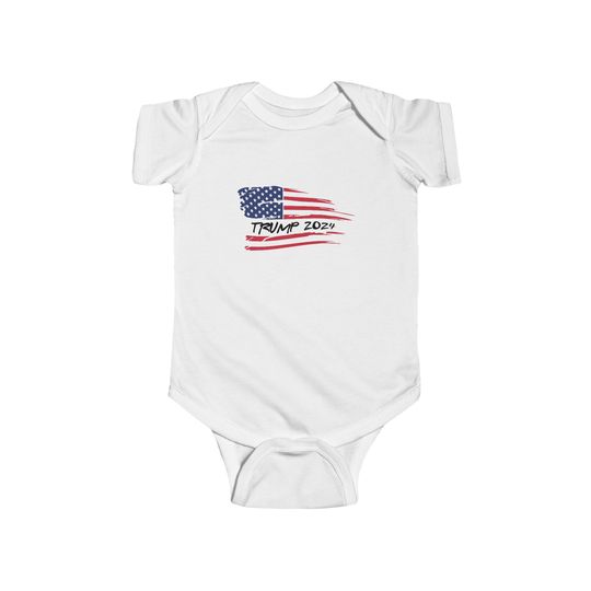Discover Trump 2024 - Distressed American Flag - 1 - Infant Fine Jersey Bodysuit