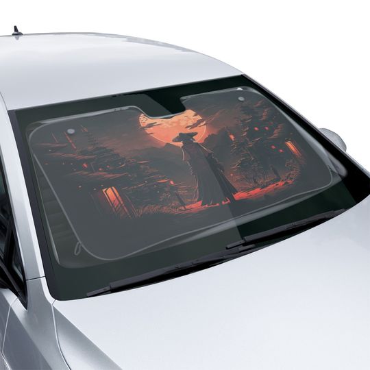 Discover Post-Apocalyptic Moonlit Samurai Car Sun Shade, Windshield Shade