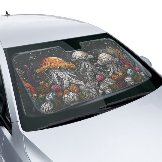 Discover Subtle Steampunk Jellyfish Car Sun Shade, Jellyfish Windshield Shade
