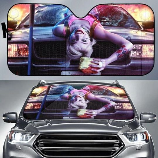 Discover Harley Quinn Car Sunshade Auto Windshield Reflective Front Folding Sun Visor
