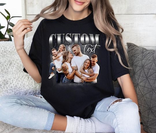 Discover Personalized Couple Bootleg Shirt, Custom Couple Photo Tee