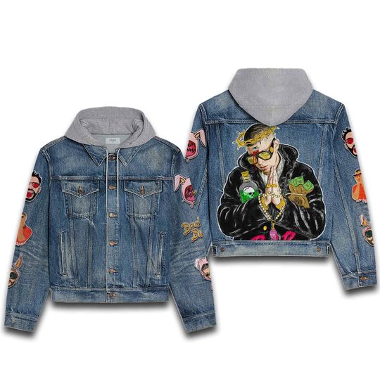 Discover Bad Bunny Unisex Hooded Denim Jacket