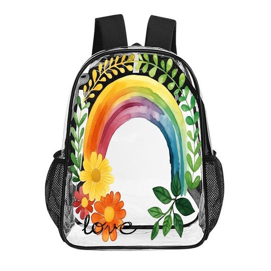 Discover Transparent Bag, Rainbow Transparent Backpack, See Through Rucksack, Airport Bag, Clear Travel Bag