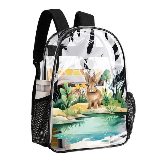 Discover Transparent Bag, Cute Rabbit, Transparent Backpack, See Through Rucksack, Airport Bag, Clear Travel Bag