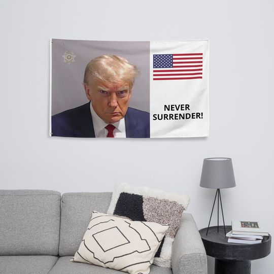 Discover Trump 'NEVER SURRENDER' Flag with American Emblem Patriotic Home or Outdoor Display