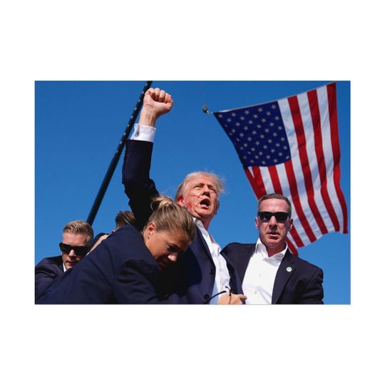 Discover Donald Trump Survives Shooting Poster 2024 Bloody Heroic American