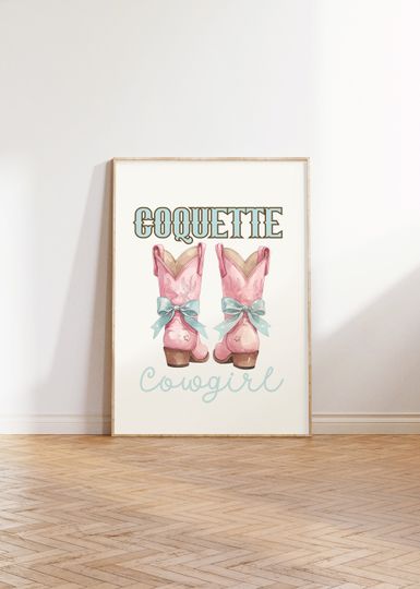 Discover Coquette Western Decor, Coquette Cowgirl Art, Cowgirl Boots Bow