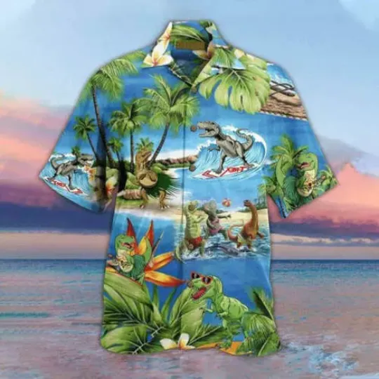 Discover Dinosaur Coconut Tree Aloha Dinosaur Hawaiian Shirt