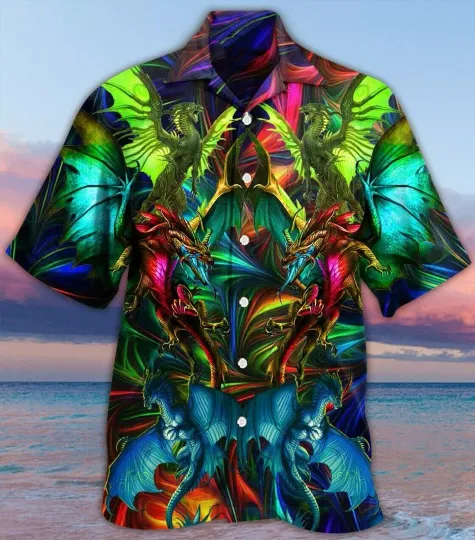 Discover Dragon Hawaiian Shirt Colorful Tropical Summer Hawaiian Shirt
