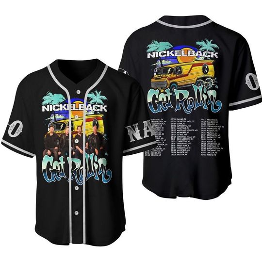 Discover Nickelback Get Rollin' Baseball Jersey, Vintage Nickleback Tour 2023 Shirt, Nickleback Get Rollin New Album Shirt