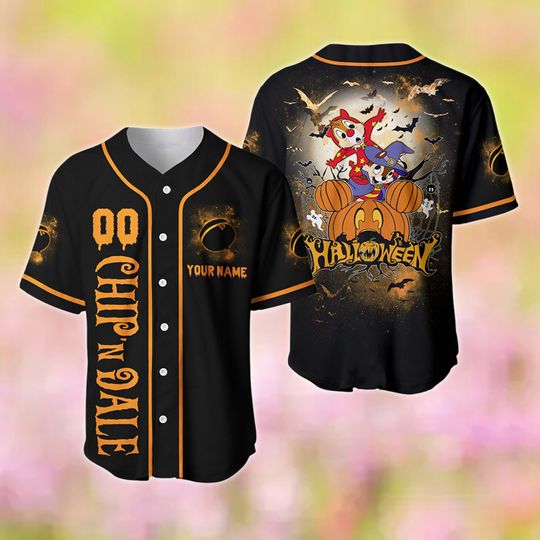 Discover Chip'n Dale Halloween Baseball Jersey, Custom Name Baseball Jersey