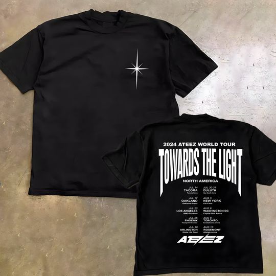 Discover Ateez Towards The Light: Will To Power World Tour Shirt, Ateez World Tour 2024, Golden Hour Part.1,Ateez Work Shirt