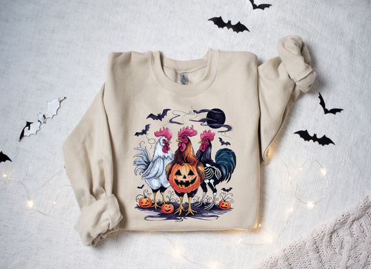 Discover Halloween Chicken Sweatshirt, Halloween Sweatshirt, Spooky Season Sweatshirt