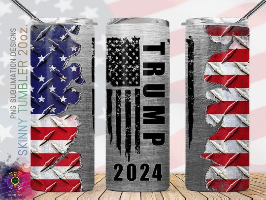 Discover Trump 2024 Republicans 20oz Skinny Tumbler  Trump flag Tumbler