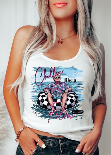 Discover Chillin Like a Felon Trump Racerback Tank Top