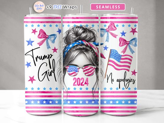 Discover Trump 2024 Tumbler Wrap Trump Girl No Apologies Pink
