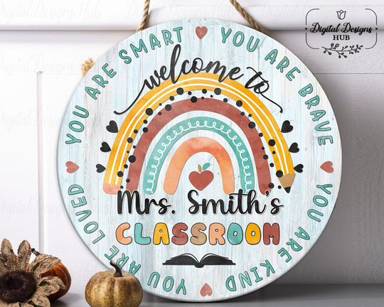 Discover Rainbow Classroom Teacher Door Sign