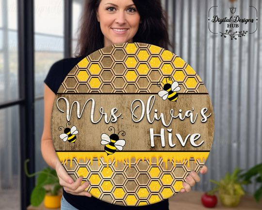 Discover Custom Bee Hive Teacher Name Sign