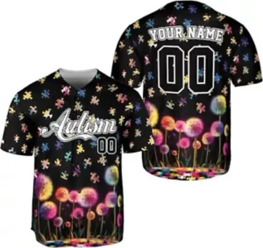 Discover Custom Autism Awareness Jerseys for Men Puzzle Autism Baseball Jersey