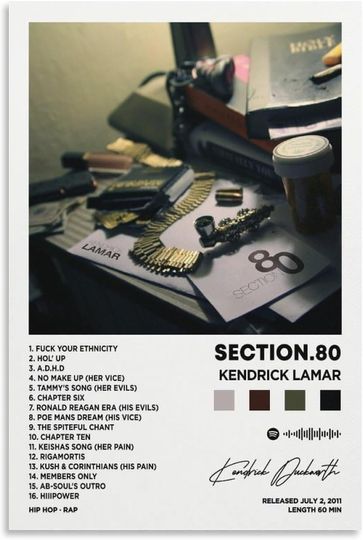Discover DIDIDO Kendrick Poster Lamar Section.80 Album Cover Canvas Posters