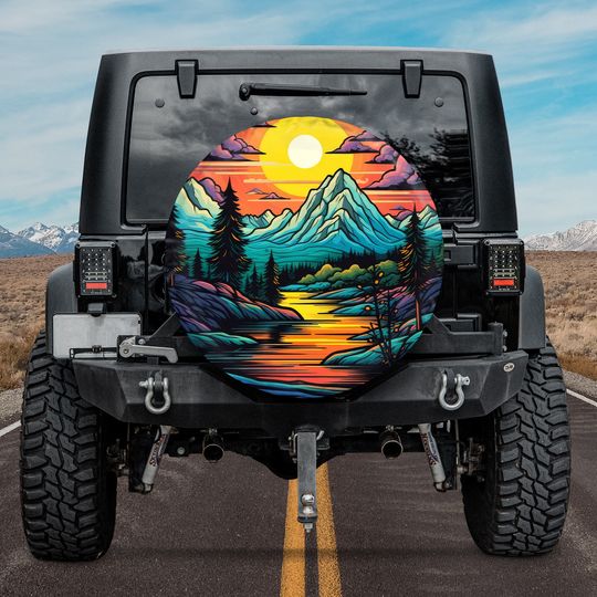 Discover Colorful Mountain Lake Spare Tire Cover