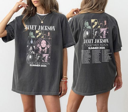 Discover Janet Jackson Together Again Music Tour 2024 Shirt, Janet Jackson 90s Vintage Shirt