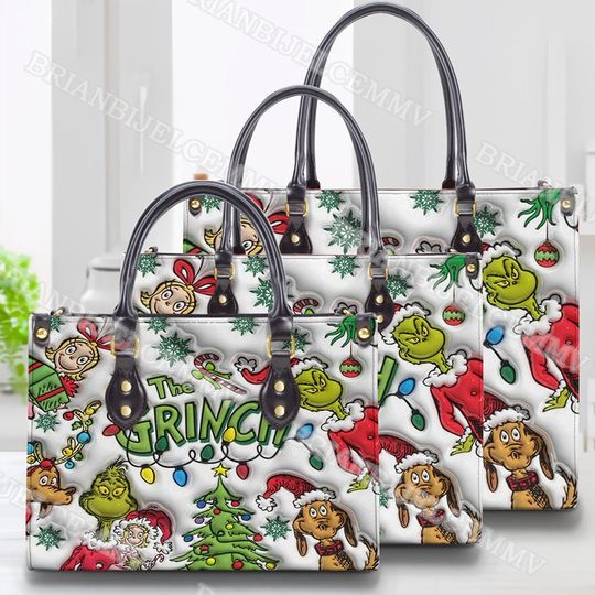 Discover funny character Christmas 3D Affect Leather Bags, Gifts for Her