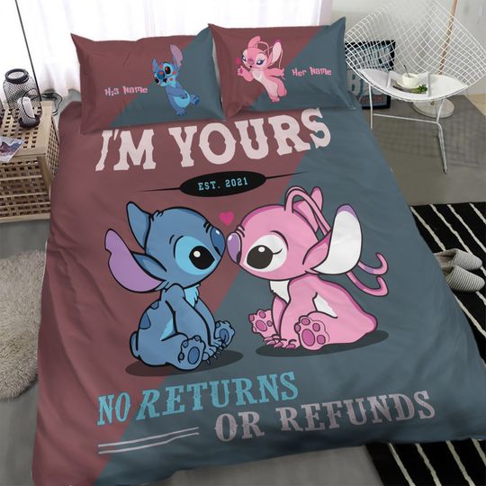 Discover Personalized Valentine I'm Yours No Returns Ohana Couple Quilt Bed Set
