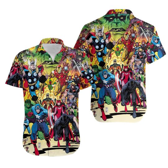 Discover Multiple Superhero Aloha Shirt, Captain Superhero
