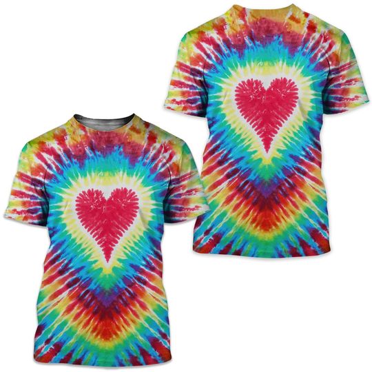 Discover Rainbow Tie Dye Shirts Heart T Shirt