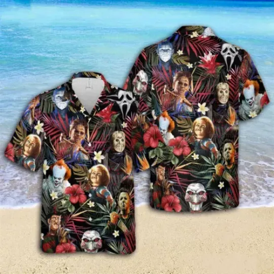 Discover NEW! Horror Movie Characters Hawaiian Shirt, Movie Lover Shirt Size S-5XL