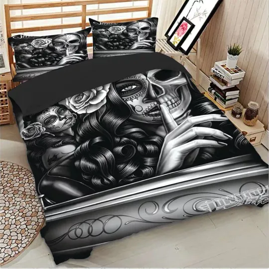 Discover Skull Doona Quilt Duvet Cover Set Single Double Queen King Size Bed Pillow Cases