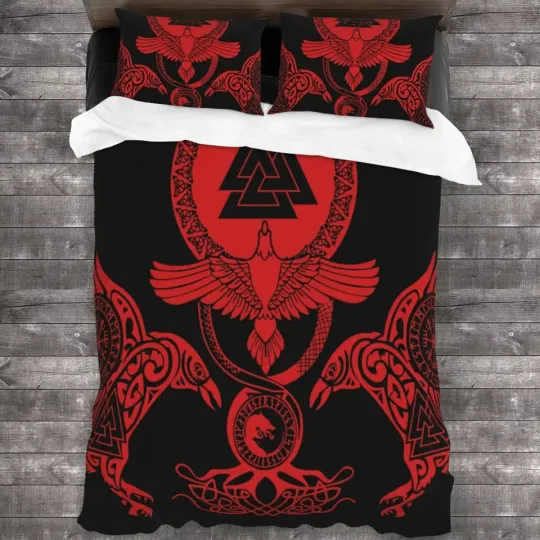 Discover Viking Blood Eagle Bedding Black and Red Doona Cover Pillowcase Quilt Cover King