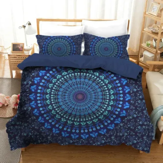 Discover Mandala Blue Bedding Set Single Double Queen King Size