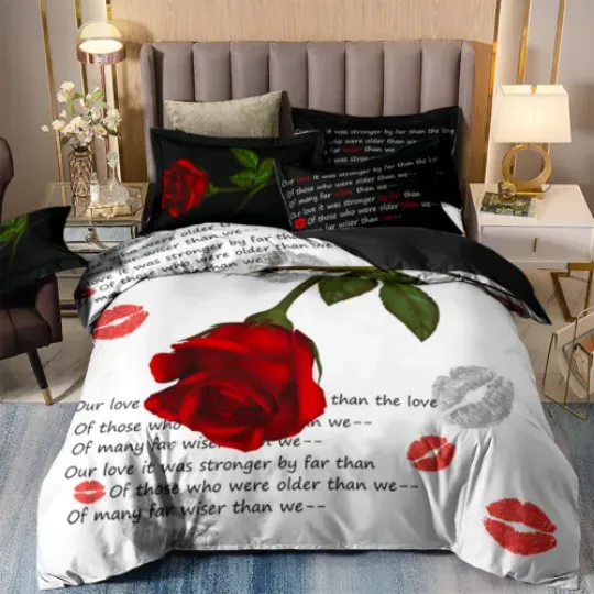 Discover Rose Floral Quilt Doona Duvet Cover Set Bedding Set