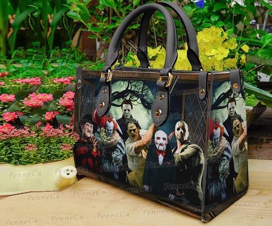 Discover Halloween Horror Movie Characters Leather Bag, Halloween Gifts for Friends, Gift For Her