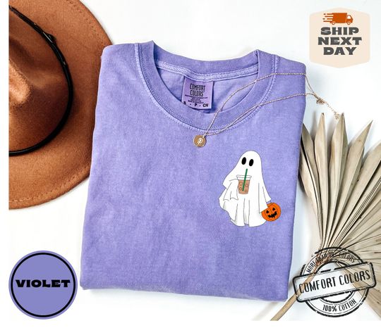 Discover ute Ghost Coffee Shirt, ute Little Ghost Iced Coffee  Halloween Shirt Unisex short sleeves heavy cotton shirt
