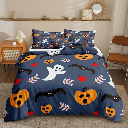 Discover Cartoon Halloween Bedding Sets Cartoon Ghost Bat Pumpkin Funny Pumpkin Bedding Sets