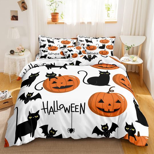 Discover Horror Cartoon Halloween Cats Bedding Set