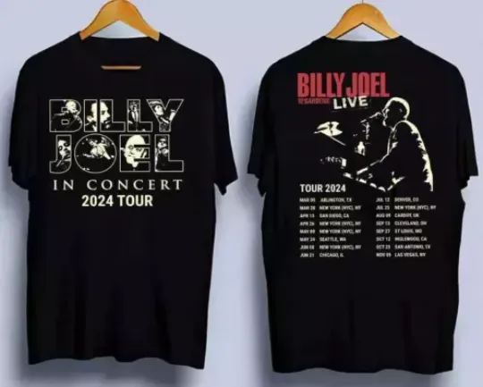 Discover Billy Joel In Concert Music Tour 2024 Black T-shirt