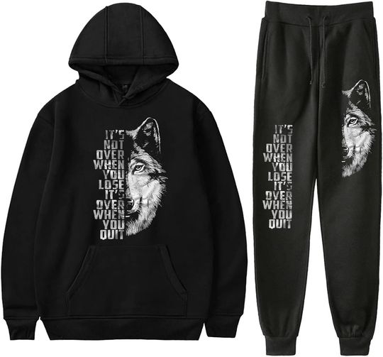 Discover Men's Sweatsuits Sets Novelty Wolf 3d Hoodie And Joggers Set