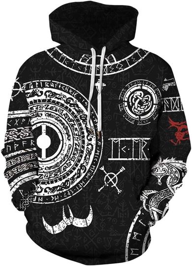 Discover Norse Mythology Viking Totem 3D Print Long Sleeve Hoodies Pullover