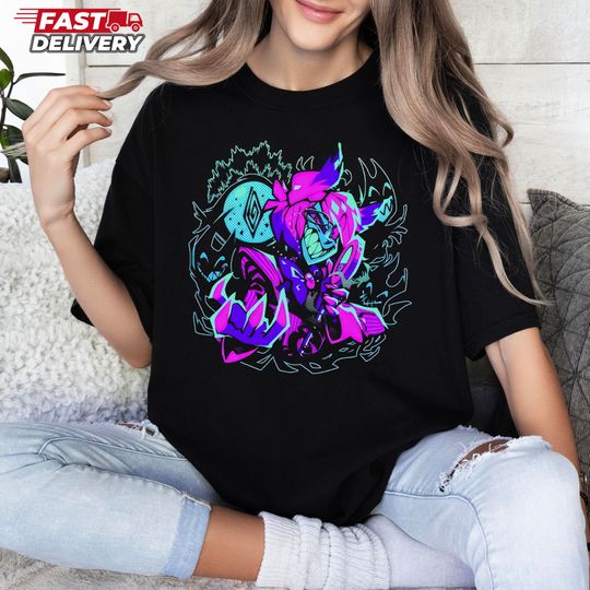 Discover Psychodelic Alastor Shirt, Alastor Hazbin Hotel Characters Tshirt, Hazbin Hotel Cartoon Merch