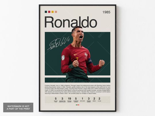 Discover Cristiano Ronaldo Poster, Portugal Football Print, Soccer Gifts, Sports Poster