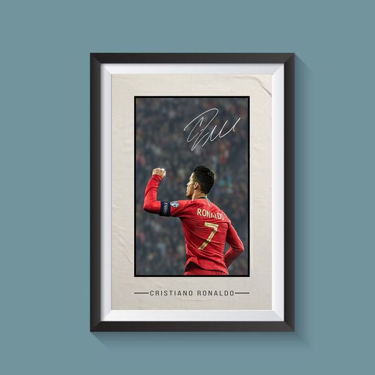Discover Replica signed Cristiano Ronaldo Poster, Portugal Football Poster, Football Poster