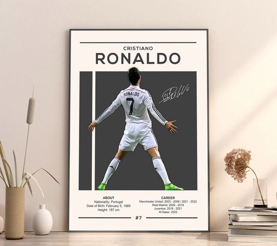 Discover Cristiano Ronaldo Print, Cristiano Ronaldo Poster, Football Gift, Sports Poster