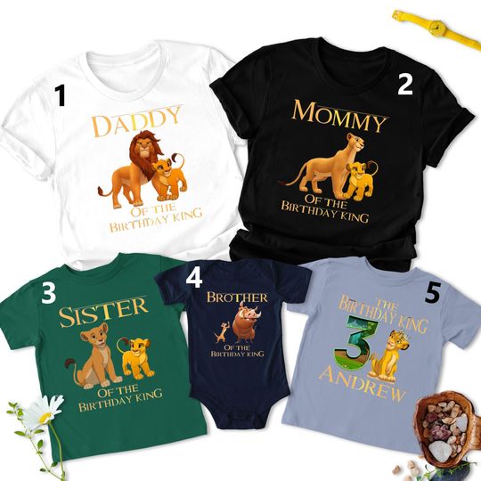 Discover Personalized Lion Family Birthday Matching Shirt, Custom Animal King Movie Birthday Family Shirt