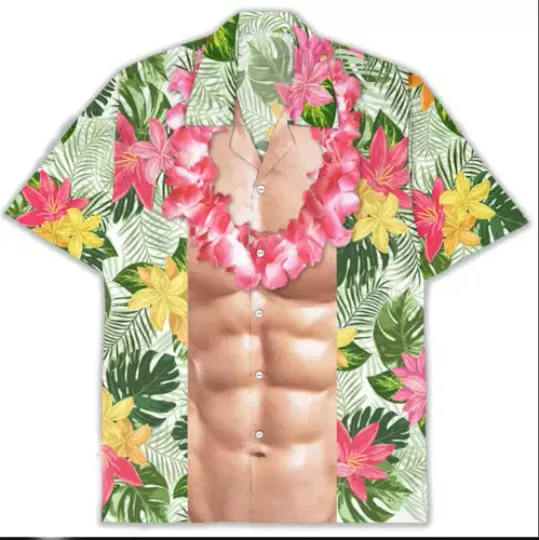 Discover Funny Abs Hawaiian Shirt Aloha Floral Tropical Summer Gift