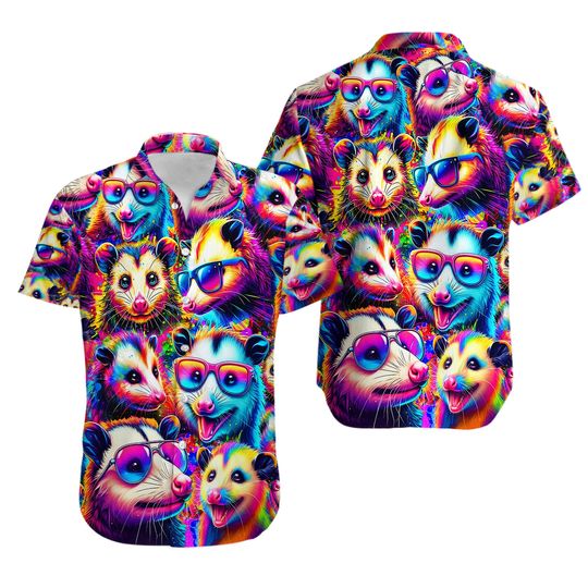Discover Animal Colorful Opossum Hawaiian Shirt